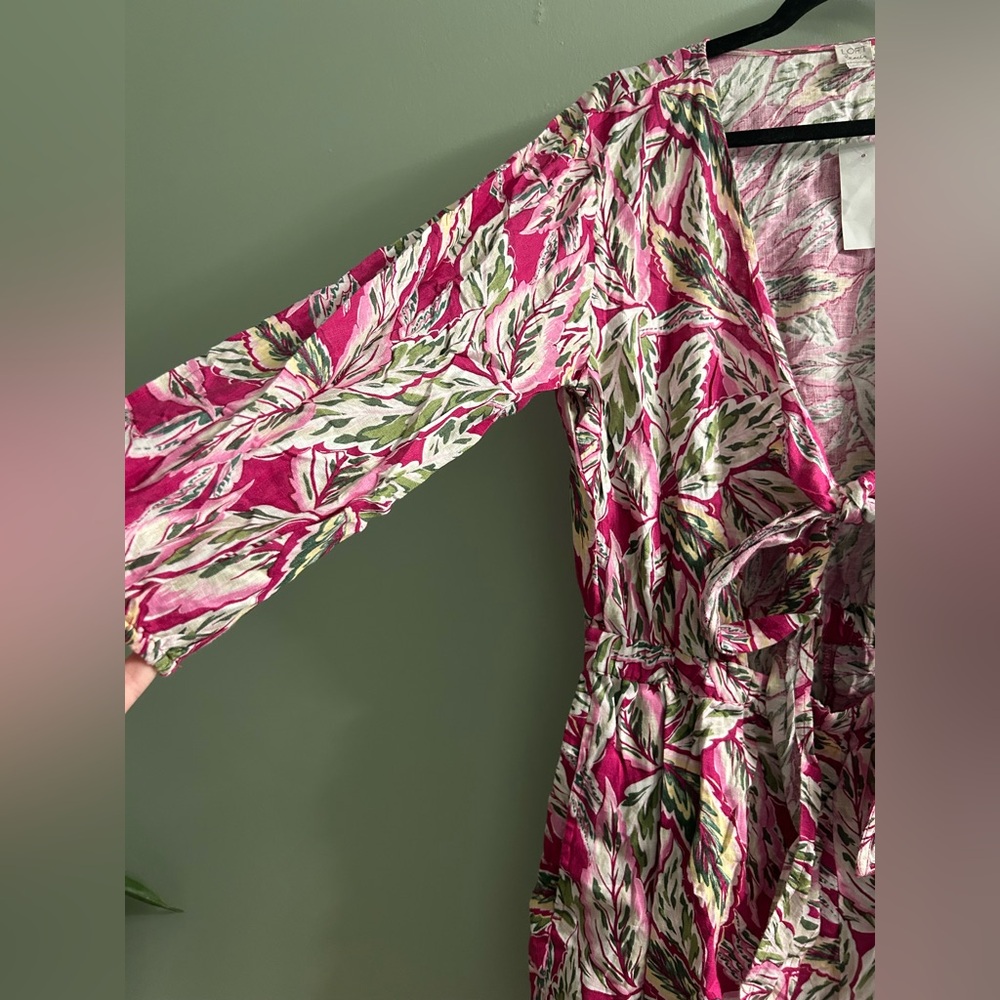NWT LOFT beach linen romper tropical - Picture 4 of 9
